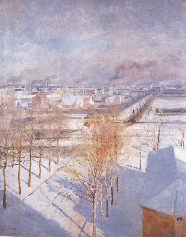 Albert Edelfelt Paris in the Snow oil painting image